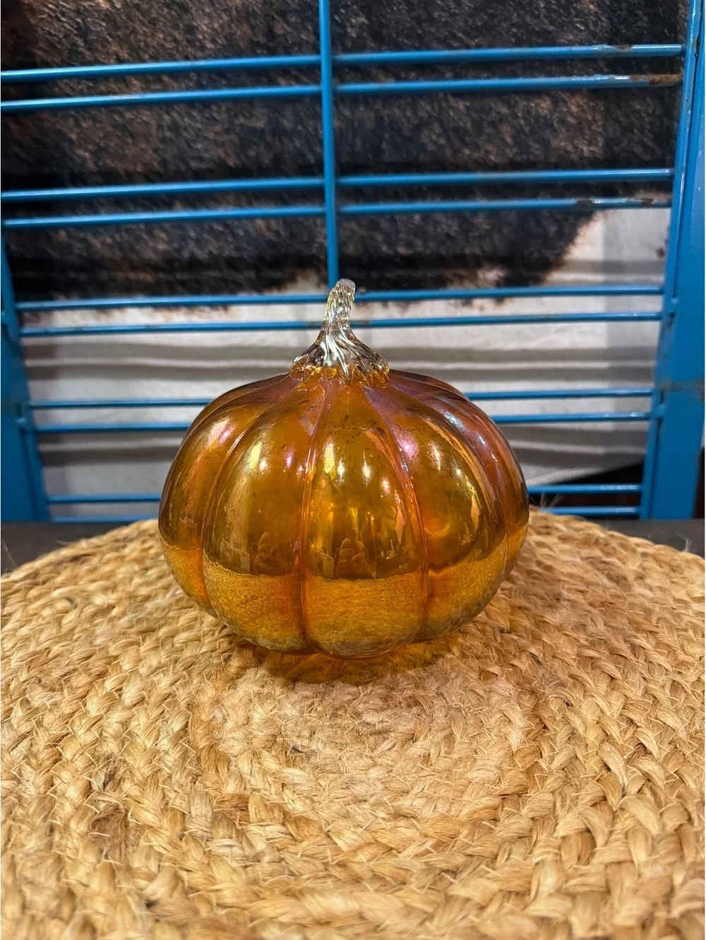 Decorative Amber Glass Pumpkin